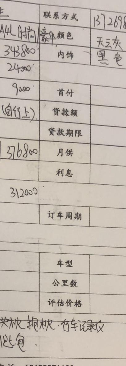 奥迪A4L 25号 ，去奥迪4s店谈的价格 A4L 40豪华动感 ，全款购车 ，落地31.2w，送了360环影，3m全车