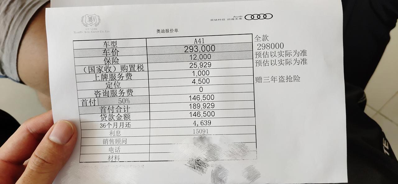 奥迪A4L 45个运     这个价格是不是高了 ？？？