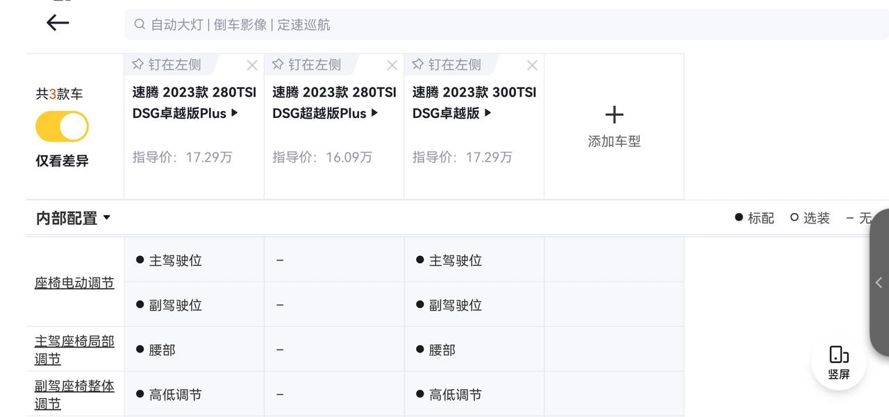 新款2023速腾我感觉只有买卓越plus配置是最全面的，中配没有前车雷达、膝部气囊，中配还没有运动模式，1.5T坐椅加热