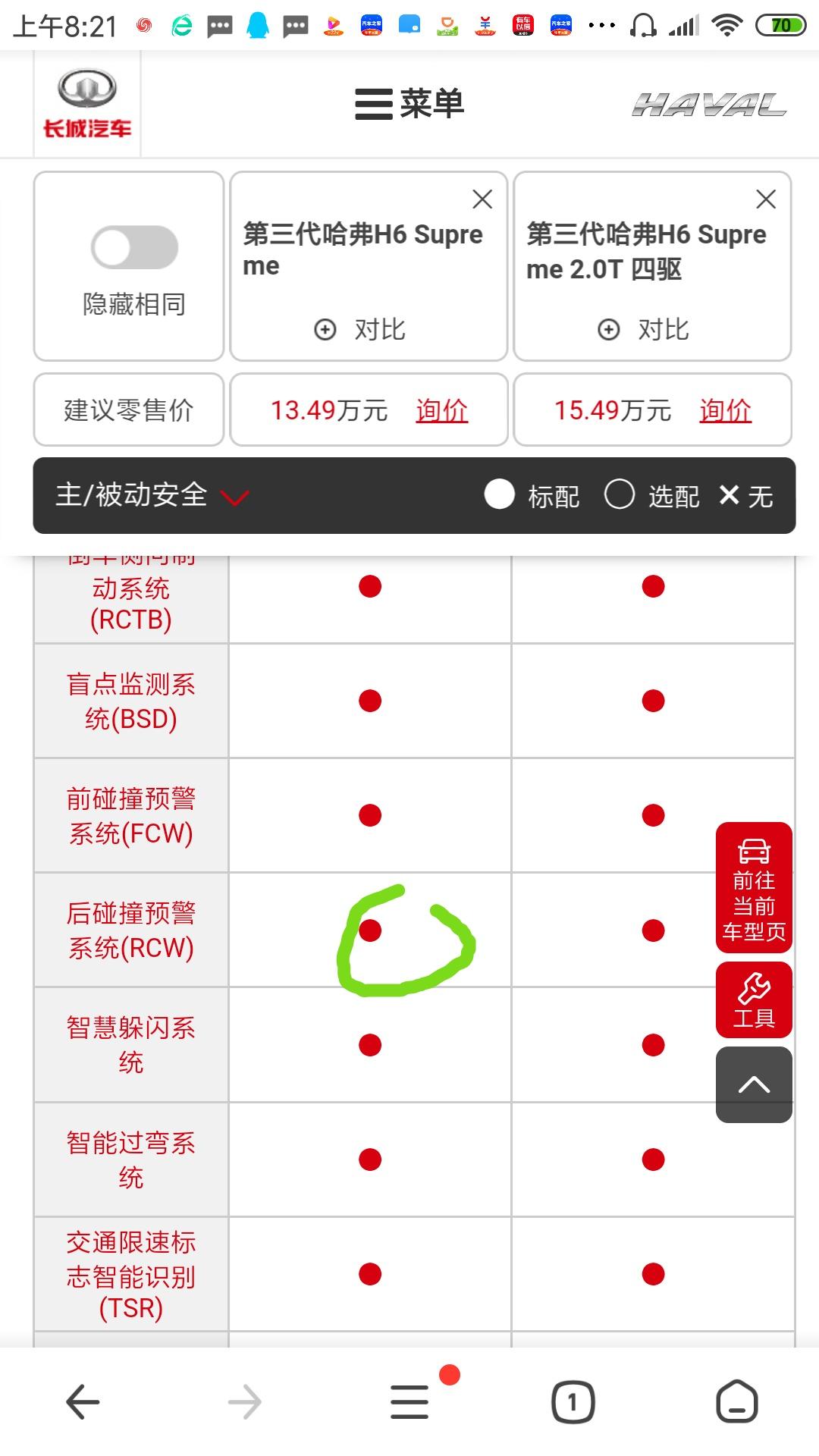哈弗H6 关于后方交通预警的问题wx50883411 楼主21-03-10 17:542浏览请问:三代H6,1.5T的s