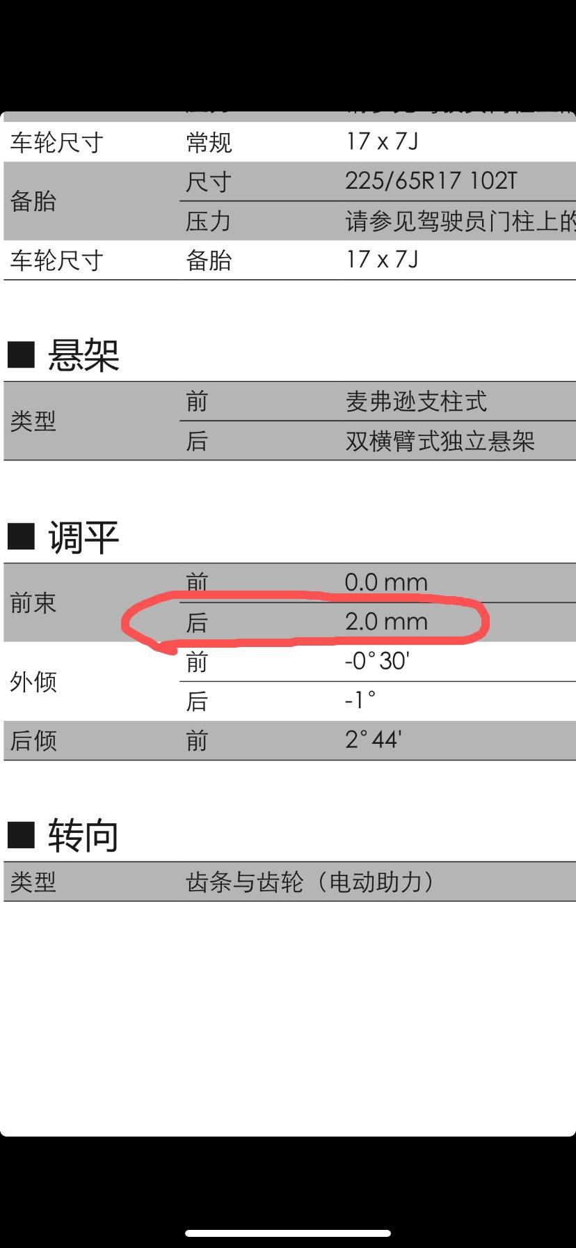 本田CR-V 有没有懂四轮定位的大神，求助。16款crv，下图是4s店做的四轮定位数据，和说明书上的数据。四轮定位做完后