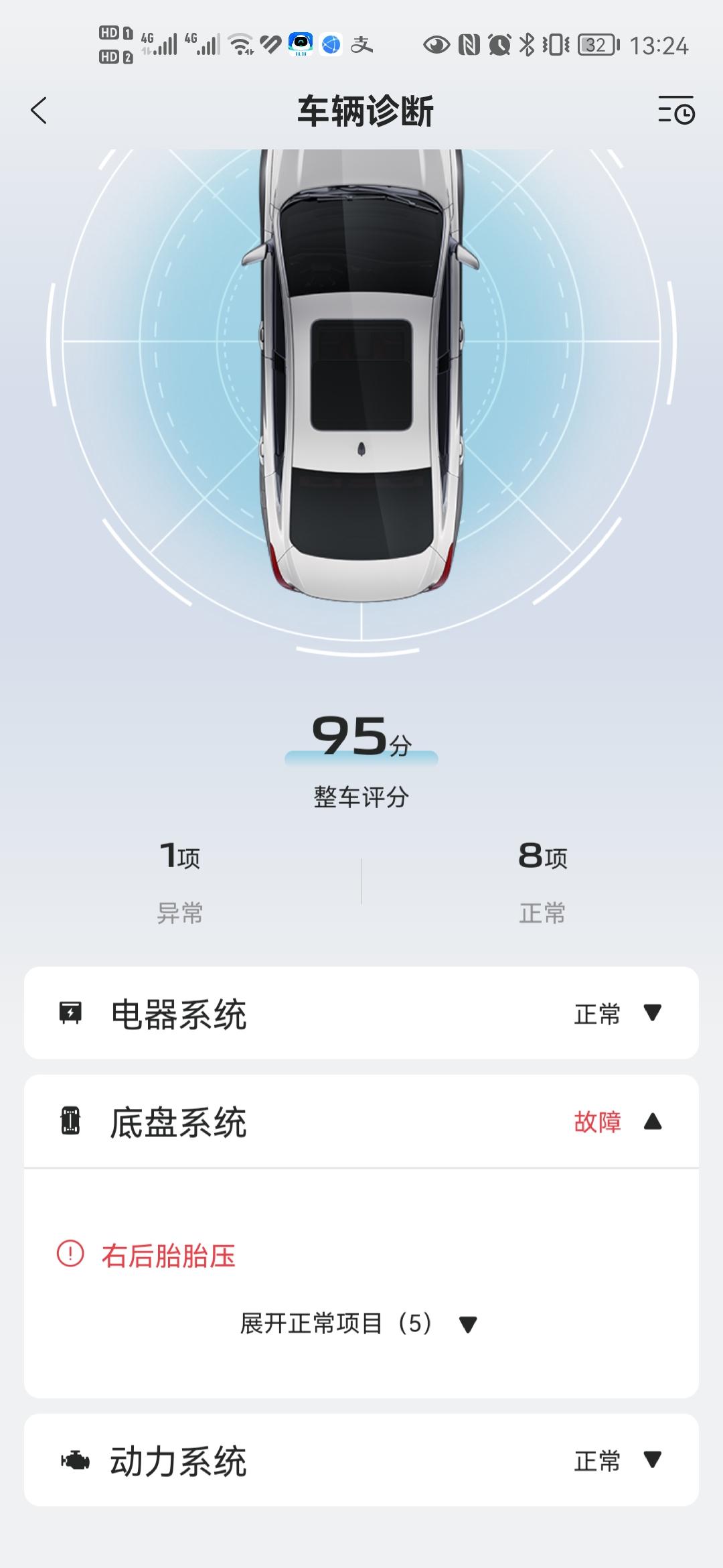 长安逸动 为什么四个车轮胎压一样，胎压报警，软件提示右后轮报警。