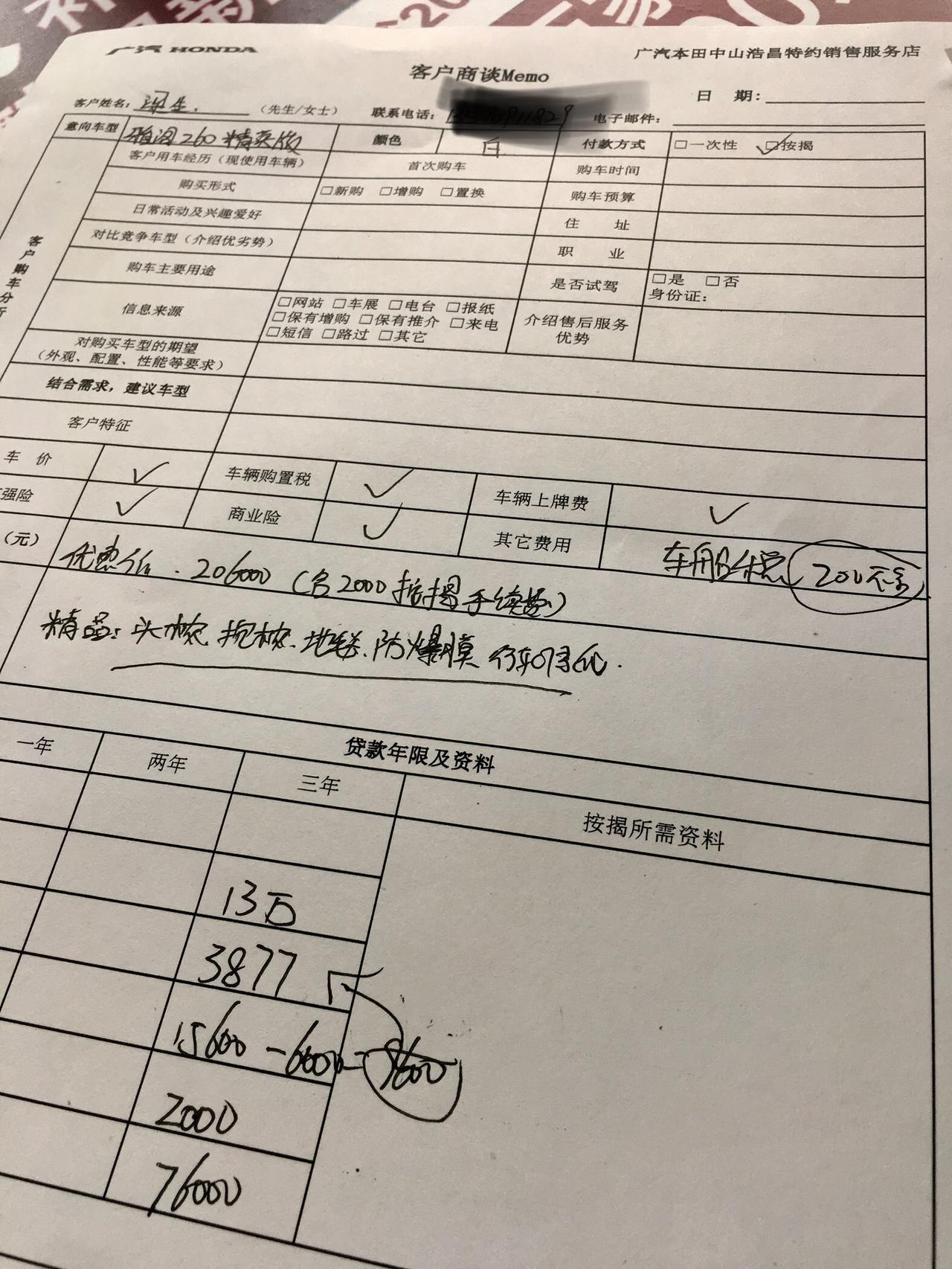 本田雅阁 中山给的精英版报价表，按揭减息6000。目前中山大概多少钱可以落地？