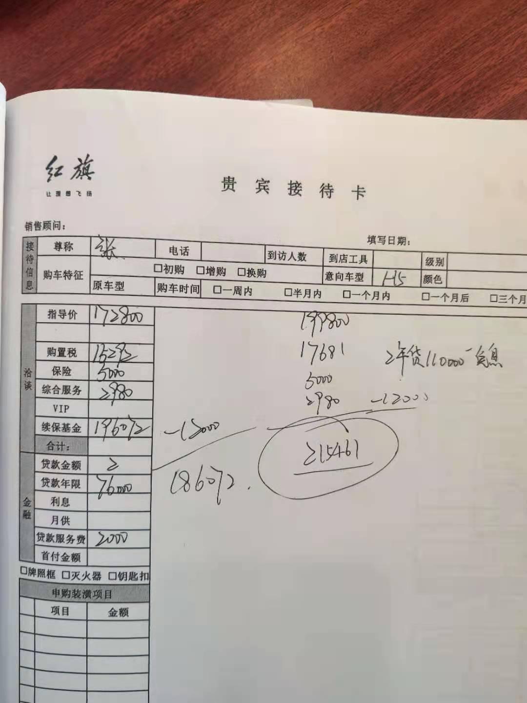 红旗H5经典 1.8 旗享 各位车友看看哪里能多砍点的