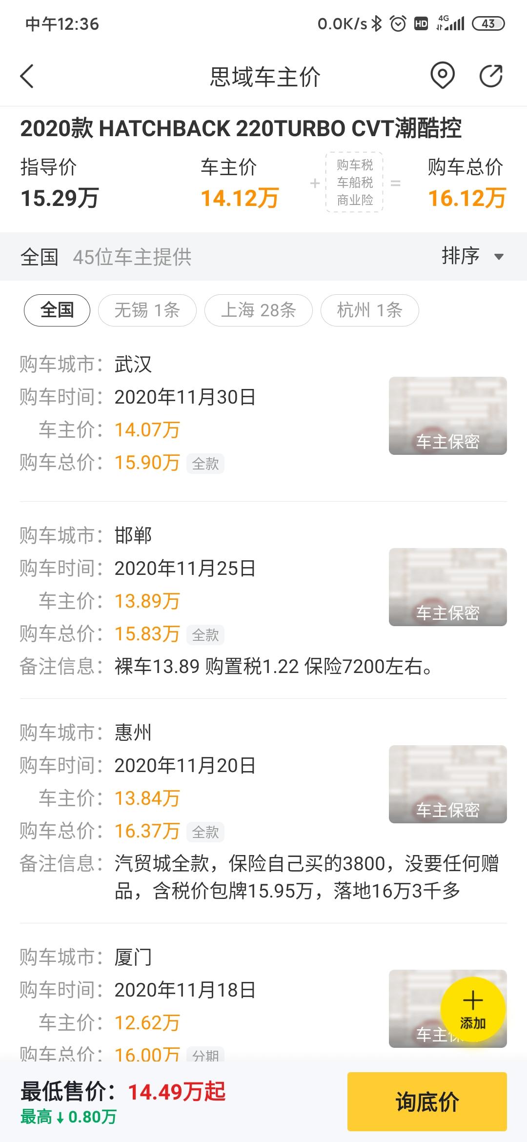 本田思域 这个车主价高配比低配还便宜，是真的吗？