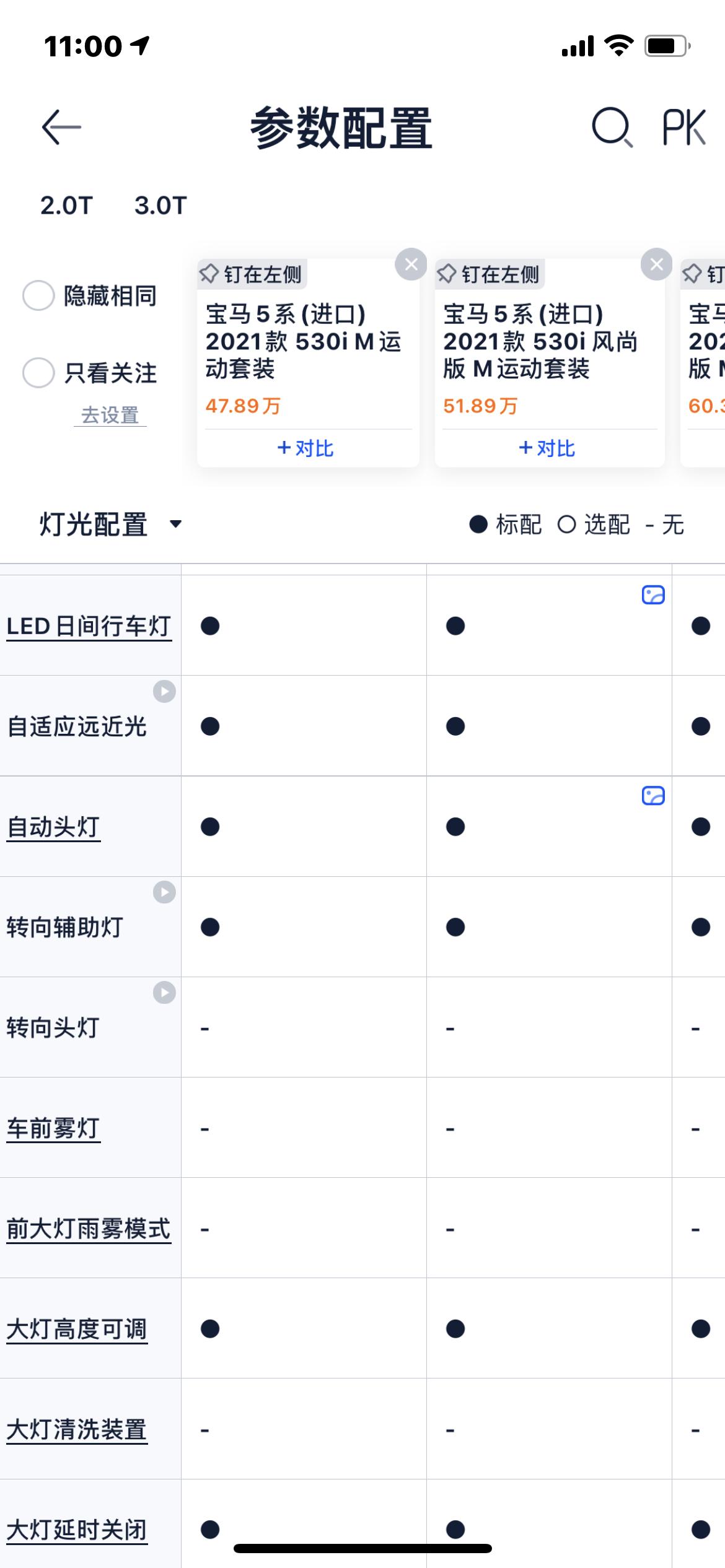 宝马5系(进口) 2021款530i M 运动套装到底是转向辅助灯还是大灯随动转向，两个平台给的参数不一样啊…