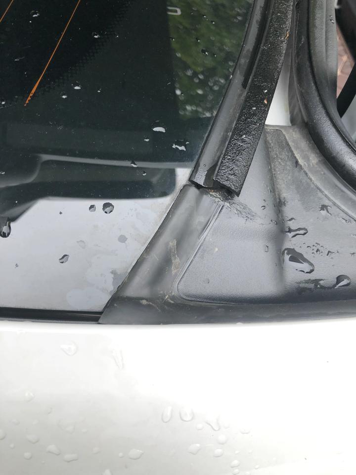 宝马5系 请问各位车友，你们后排水口密封条也这么翘吗？左边还比较平整，右边非常翘
