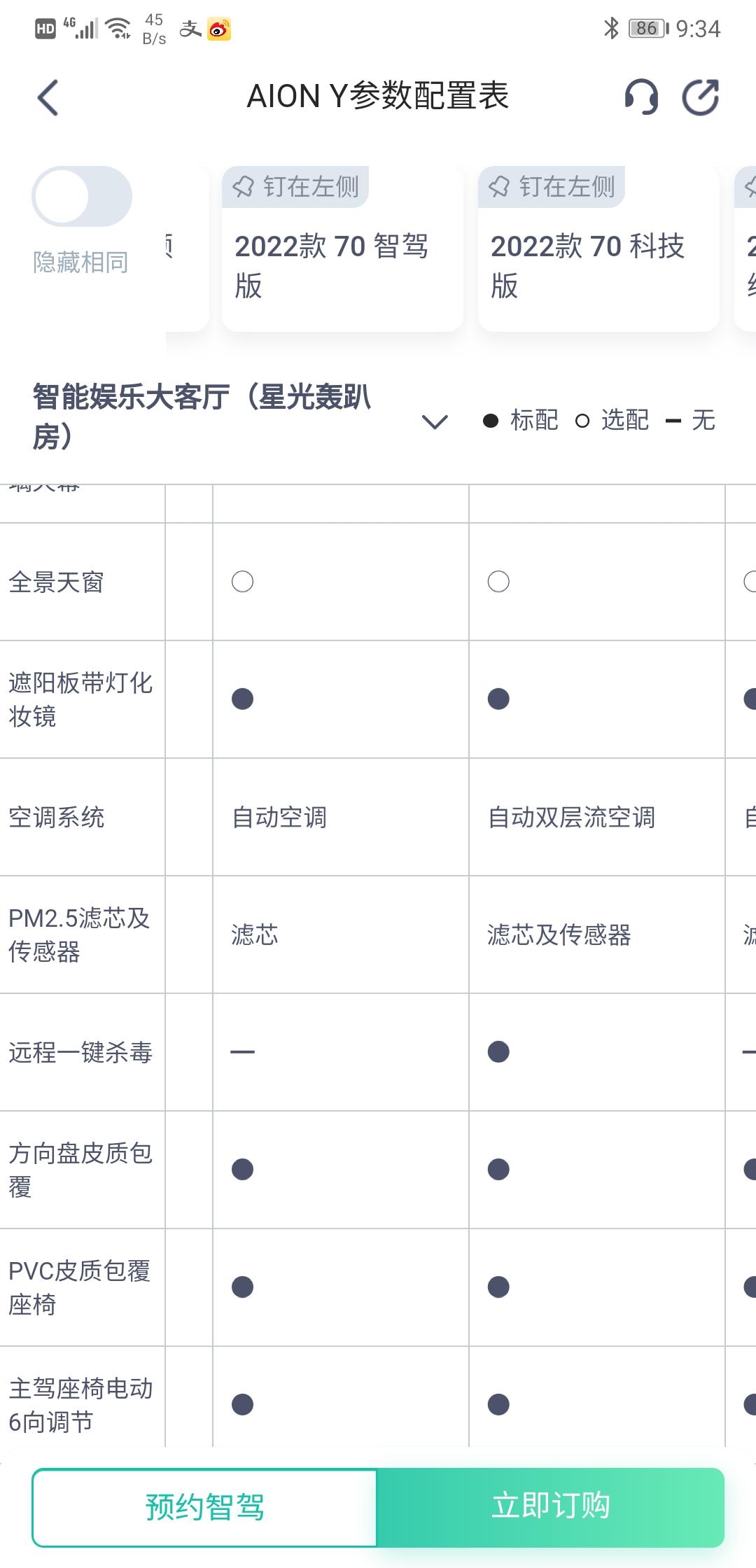 埃安AION Y 今日上广埃网看配置，发现顶配版都是  自动双层双空调 ，其它版只自动空调，有人知有什么不同，是不是双层