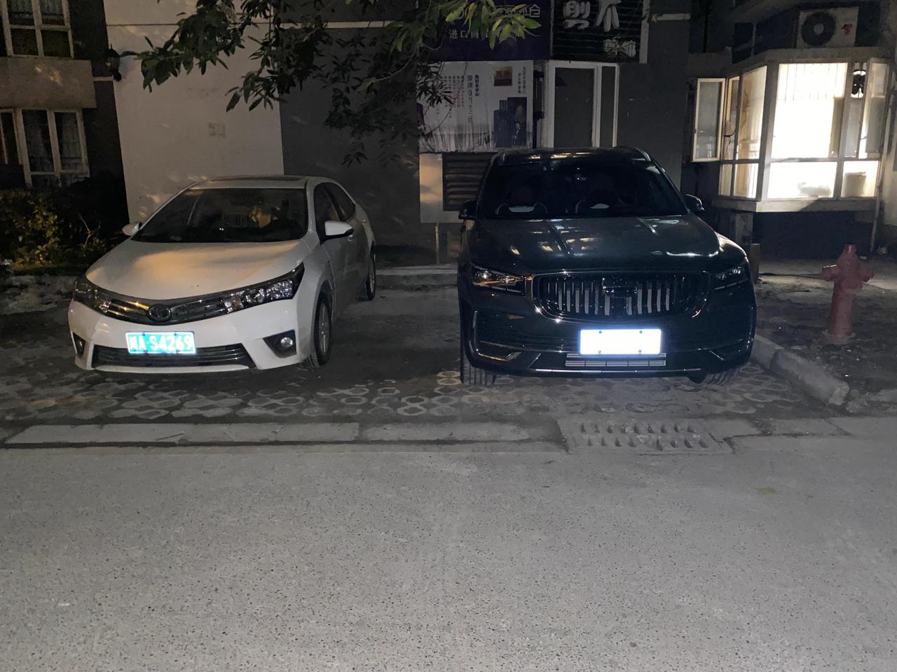 吉利星越L 纯属探讨问题，老小区里面没有地下停车场，小区内只有这种8字砖停车位，最近研究了一下，发现这个8字砖结构外的泥