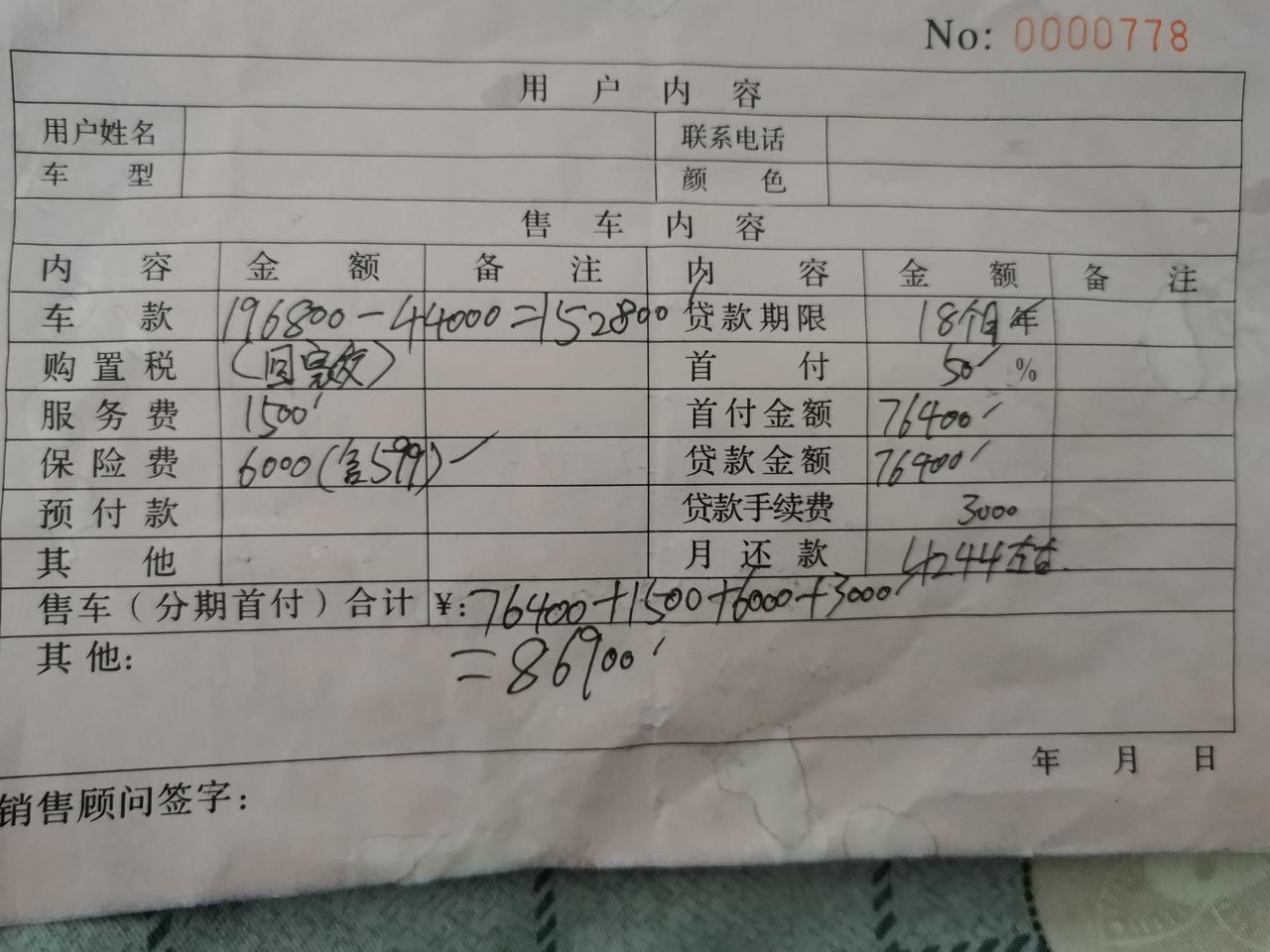 前几天去4S店看了下  销售给做了报价   君威1.5豪华   看看合不合适  哪块能砍点