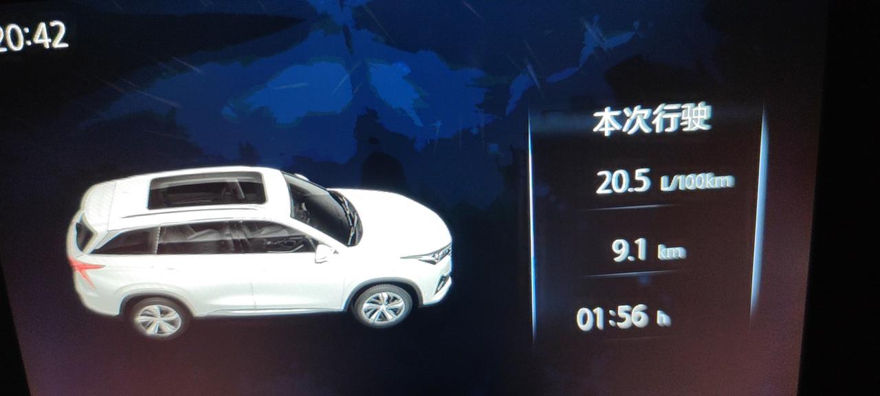 长安CS75 PLUS 9公里路程用两小时才到家其中全程开空调除雾和后玻璃后视镜加热(下大雨天)到家后熄火停车查看油耗显