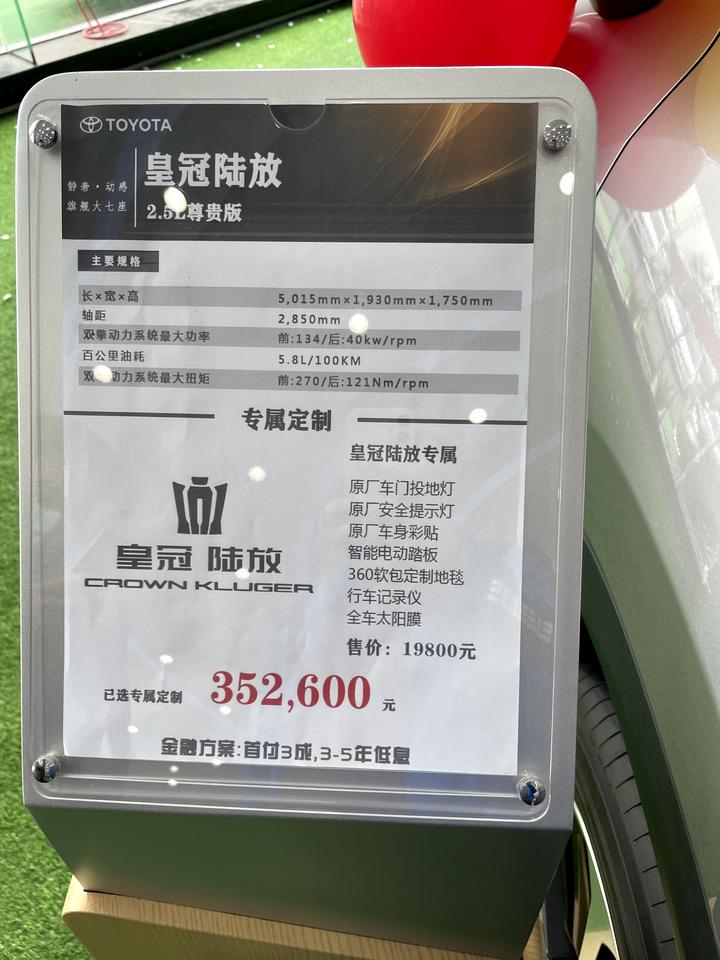 丰田皇冠陆放 请教各位大佬，陆放次顶配提现车，4s店要求加装19800东西，感觉不太值。现在能评价提车吗？