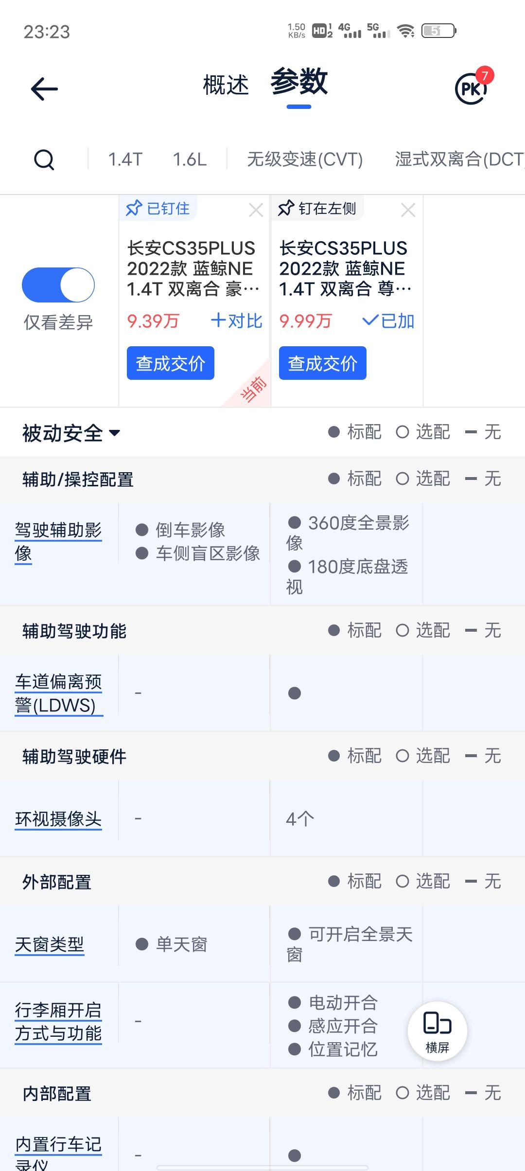 长安CS35 PLUS 豪华版VS尊贵版，喜欢尊贵版的360度全景影像和电动尾门、车道偏离预警、行车记录仪但把喜欢全景天