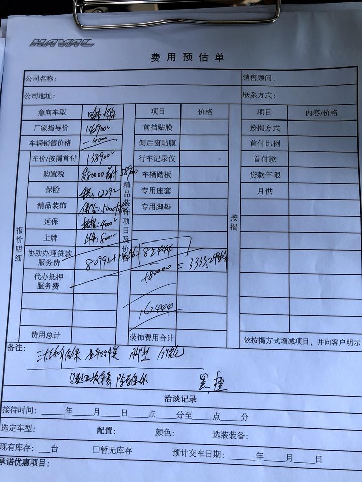 哈弗大狗 大狗马犬  帮忙砍一下价，销售说只要定下来，价格还能谈。