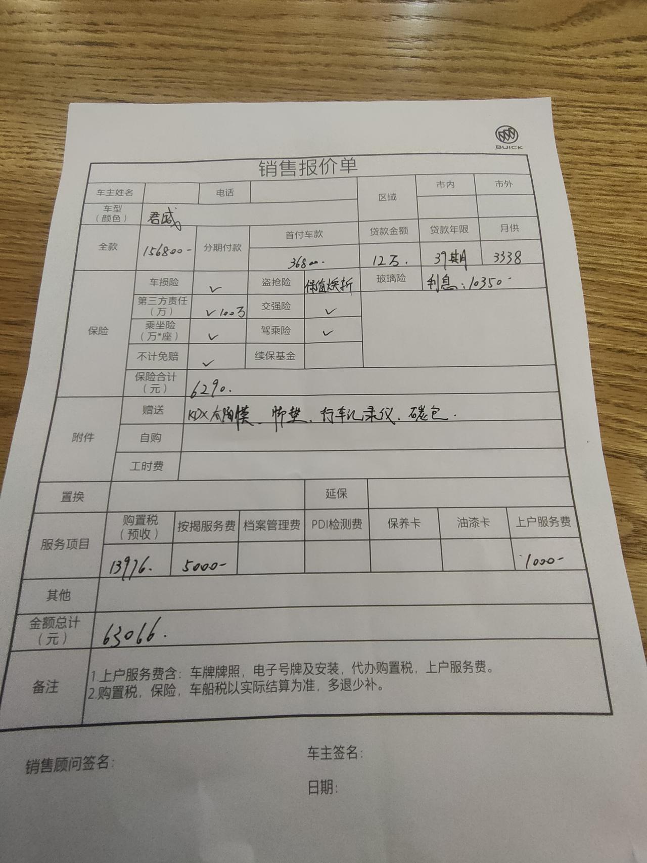 今天去店里看了下，坐标重庆君威1.5豪华版只能这个价了，各位帮忙看看还能再砍不