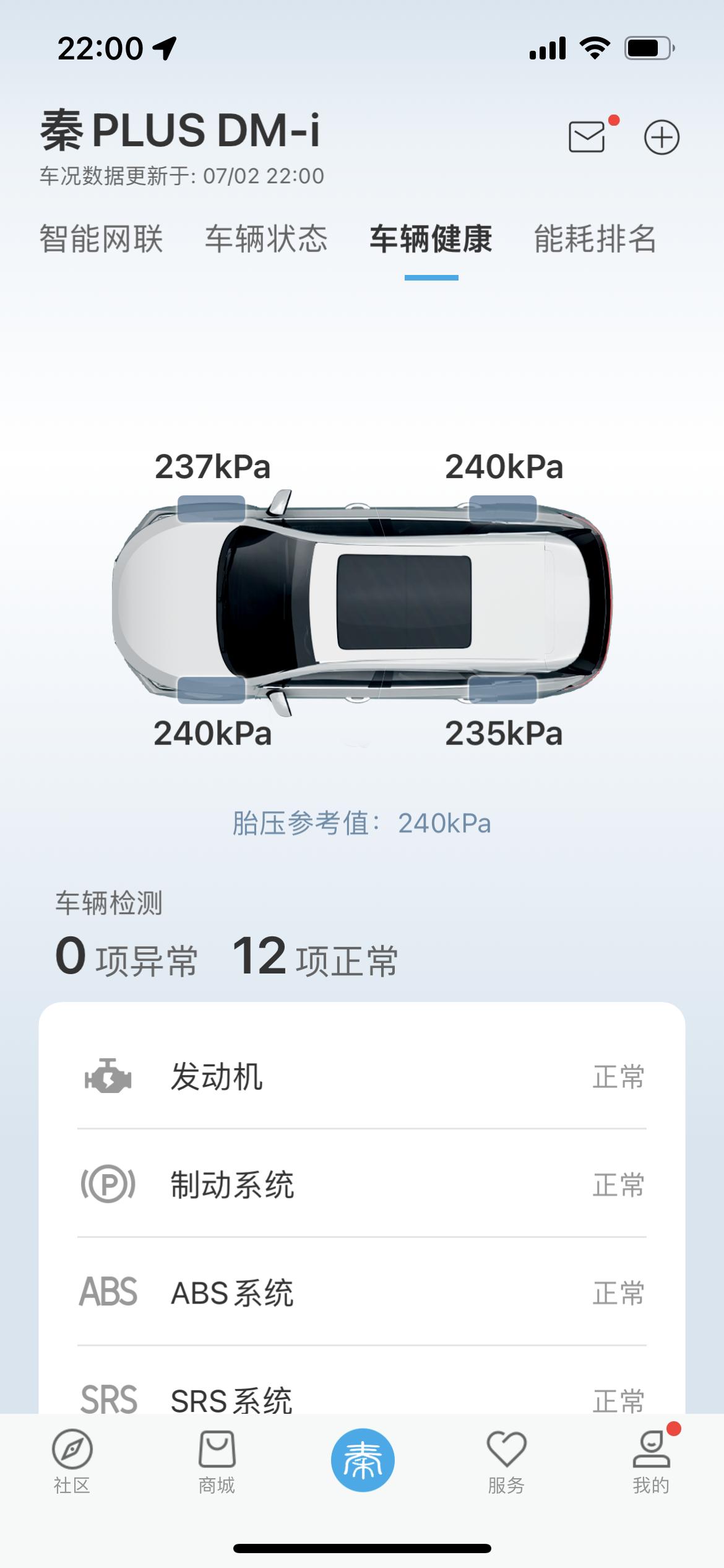 比亚迪秦PLUS DM-i 大哥们，这种情况应该怎么办？有两个轮胎低于240了