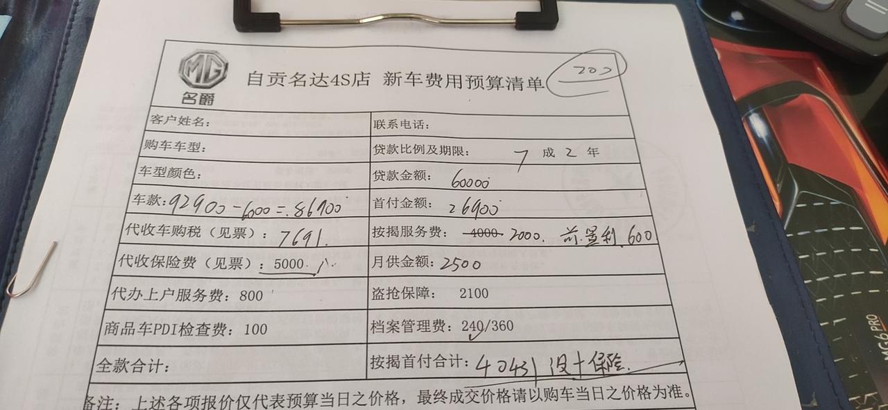名爵5 四川自贡 929000的那款 落地104000 兄弟们还可以砍那些 我今天嘴巴都说干了
