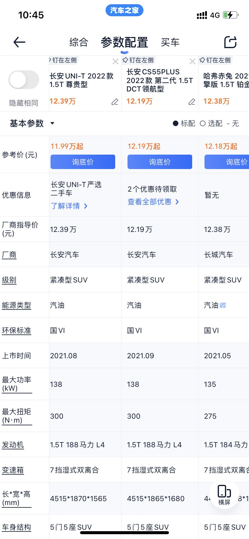 长安UNI-T 请问这三款车，从性价比、舒适度、安全性方面如何进行选择呀
