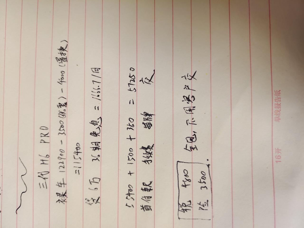 哈弗H6 大哥们，准备提H6Pro版，这是销售给借出来的清单，首付57250，贷6W，36期免息，税险全免。这个价格合理