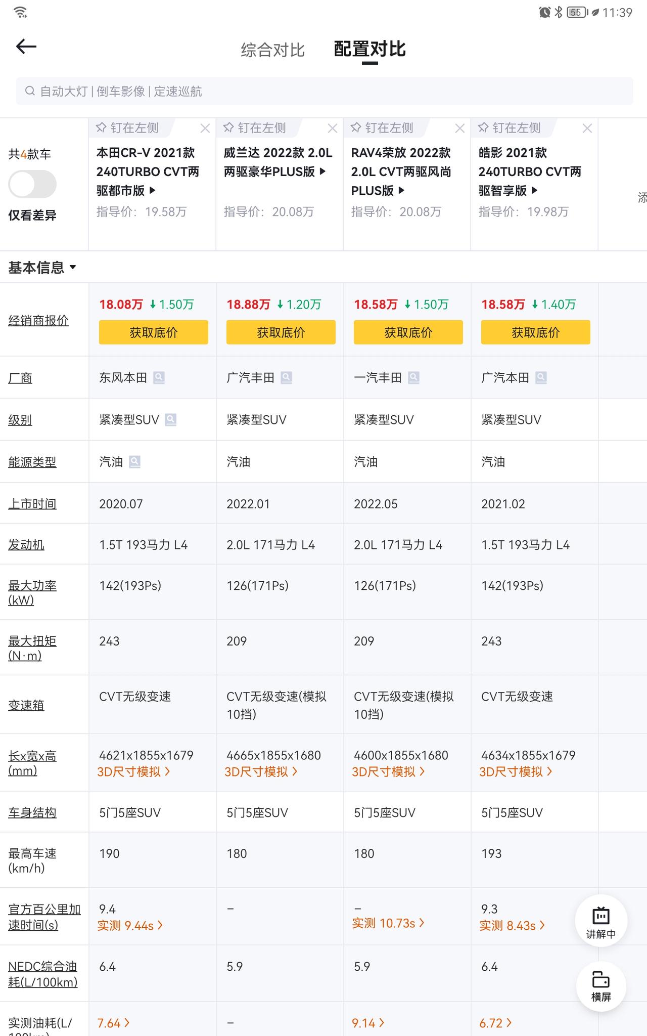 刚拿完驾照，人生第一辆车，主要考虑家用，经济、故障少，比较完好多车子后，最终定下来这四款车，实在无法确定哪个更好，希望大