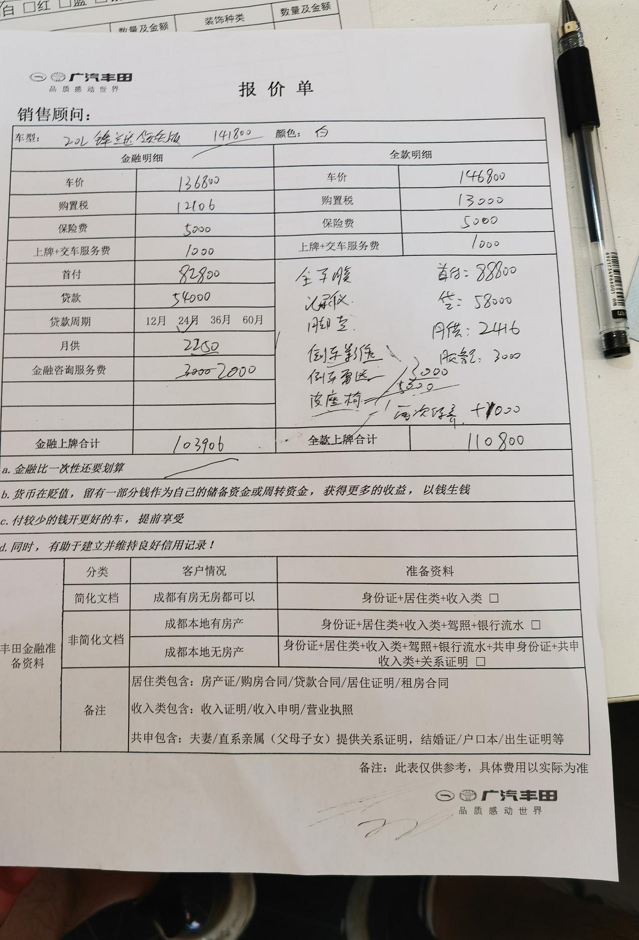 锋兰达领先版，落地136800，优惠5000，外加真皮座椅+倒车影像+行车记录仪+倒车雷达+1000元油卡+2次保养，这