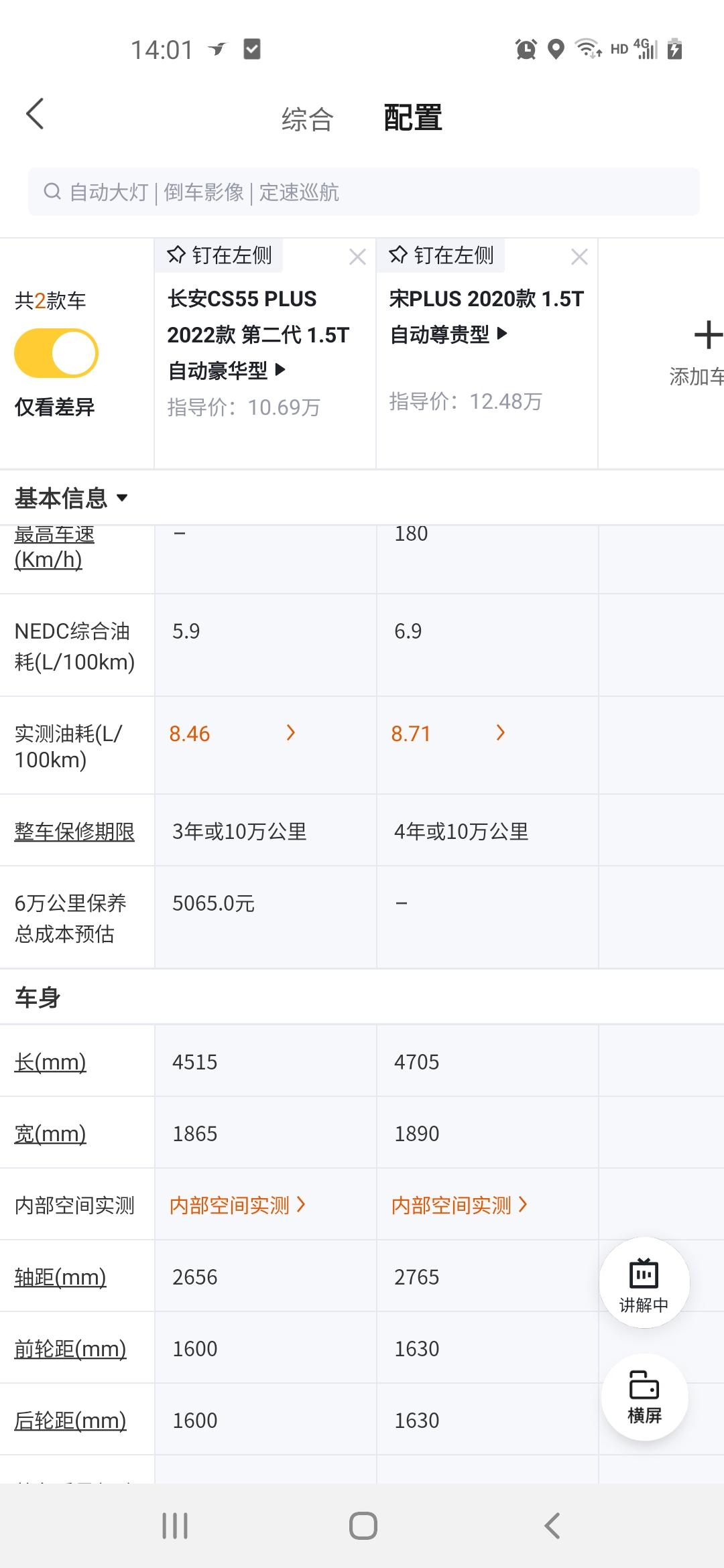 长安CS55 PLUS 长安cs55p跟比亚迪宋P燃油版 哪个好 油耗都差不多吗 买第一辆车比较纠结