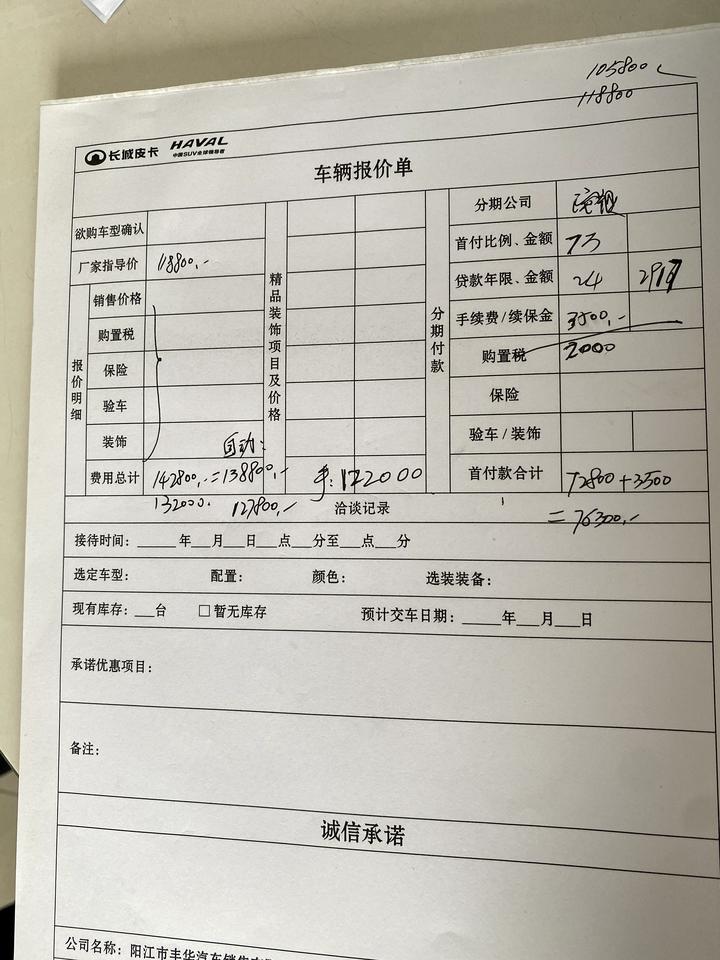 入手长城炮10.58指导价那款，多少米成交合适，全款