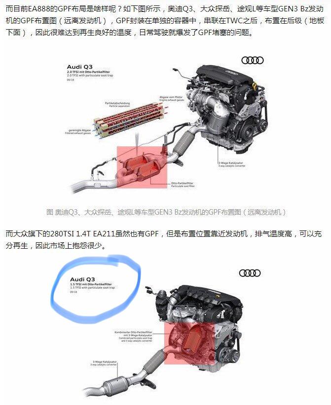 大众探岳 高清图，现款280和330颗粒捕捉器安装位置一样，图中第一种。可能280排量低，转速高，排气温度够，不容易堵，
