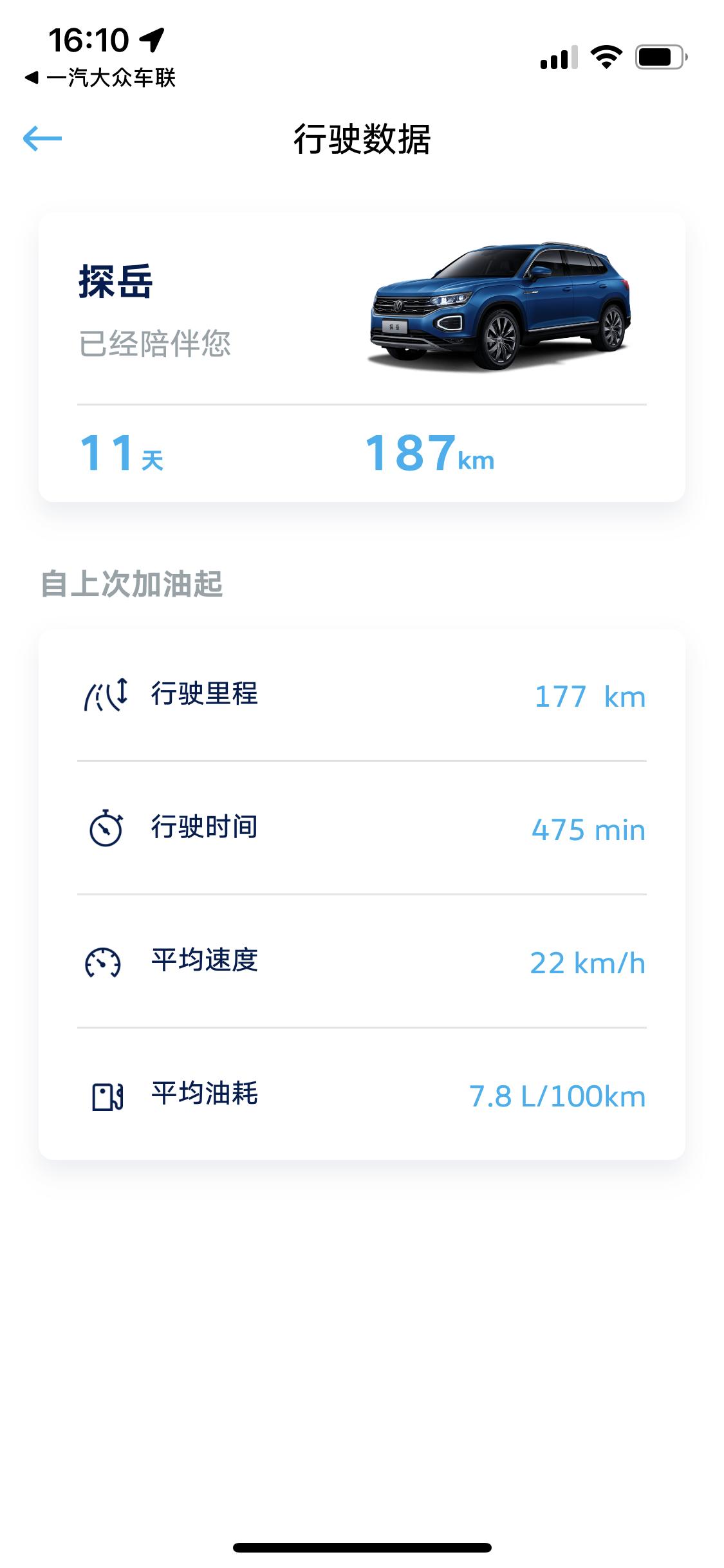 大众探岳 关于汽车油耗问题 第一次加油590元（95L。9元左右）7月25号汽车显示续航里程680左右第一张图是跑了11