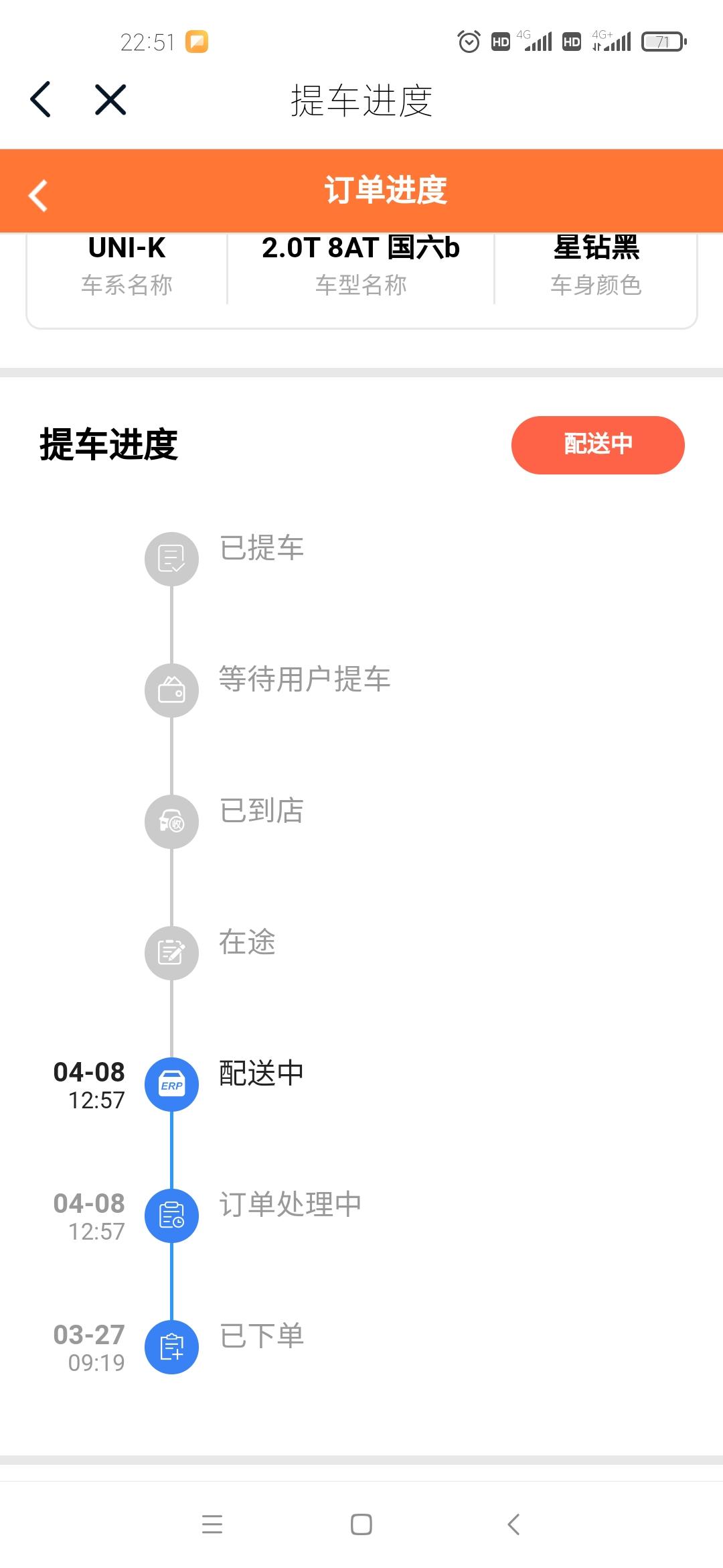 长安UNI-K 不知道有没有准    四驱低配   坐等提车