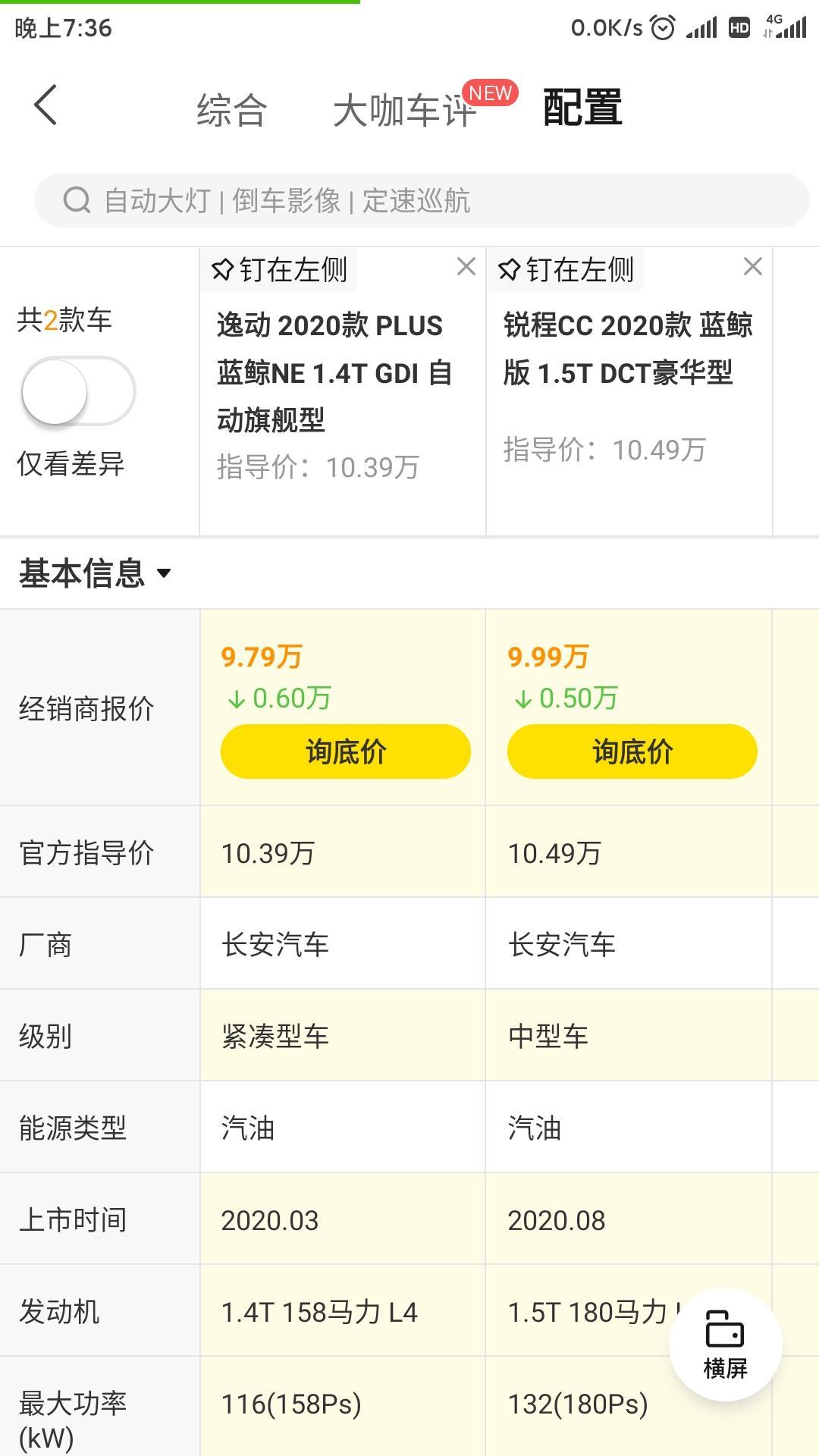长安逸动 这两款该选那个呢  反正都价格都差不多