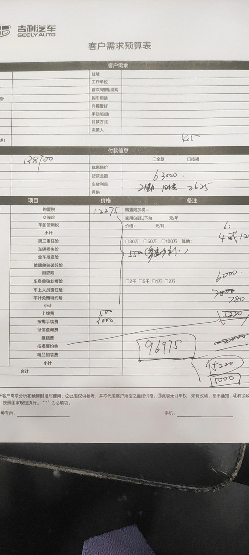吉利星瑞 尊贵首付96975，二年免息贷款63000，车价运气券可以减个1000，其他没优惠，置换补贴有6000，政府补