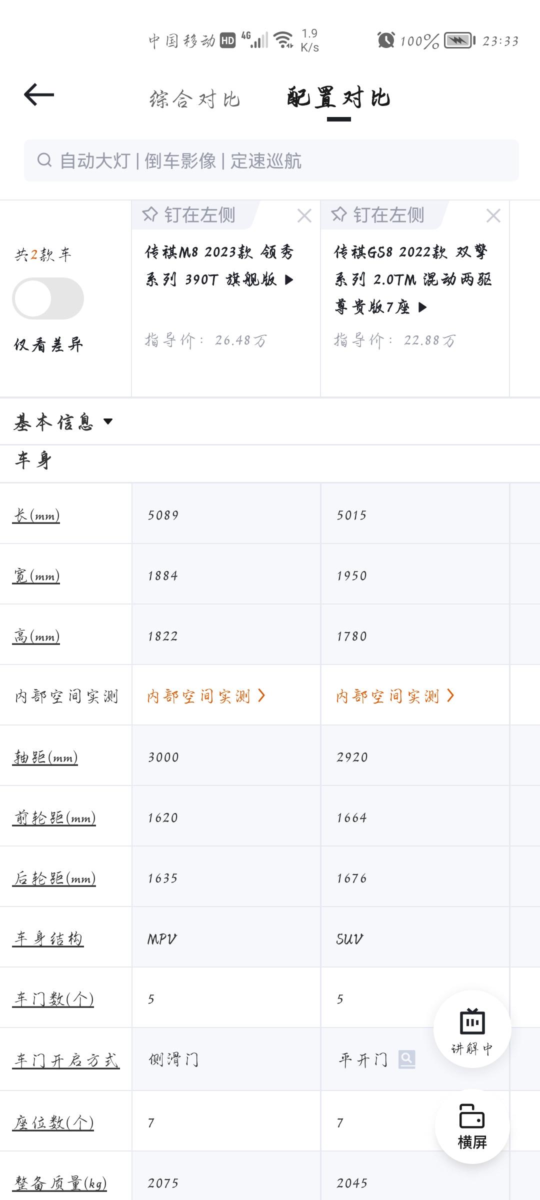 广汽传祺传祺M8 好奇GS8和m8这两个车的整体大小都差不多啊！那这两个车的乘坐空间是不是差不多了