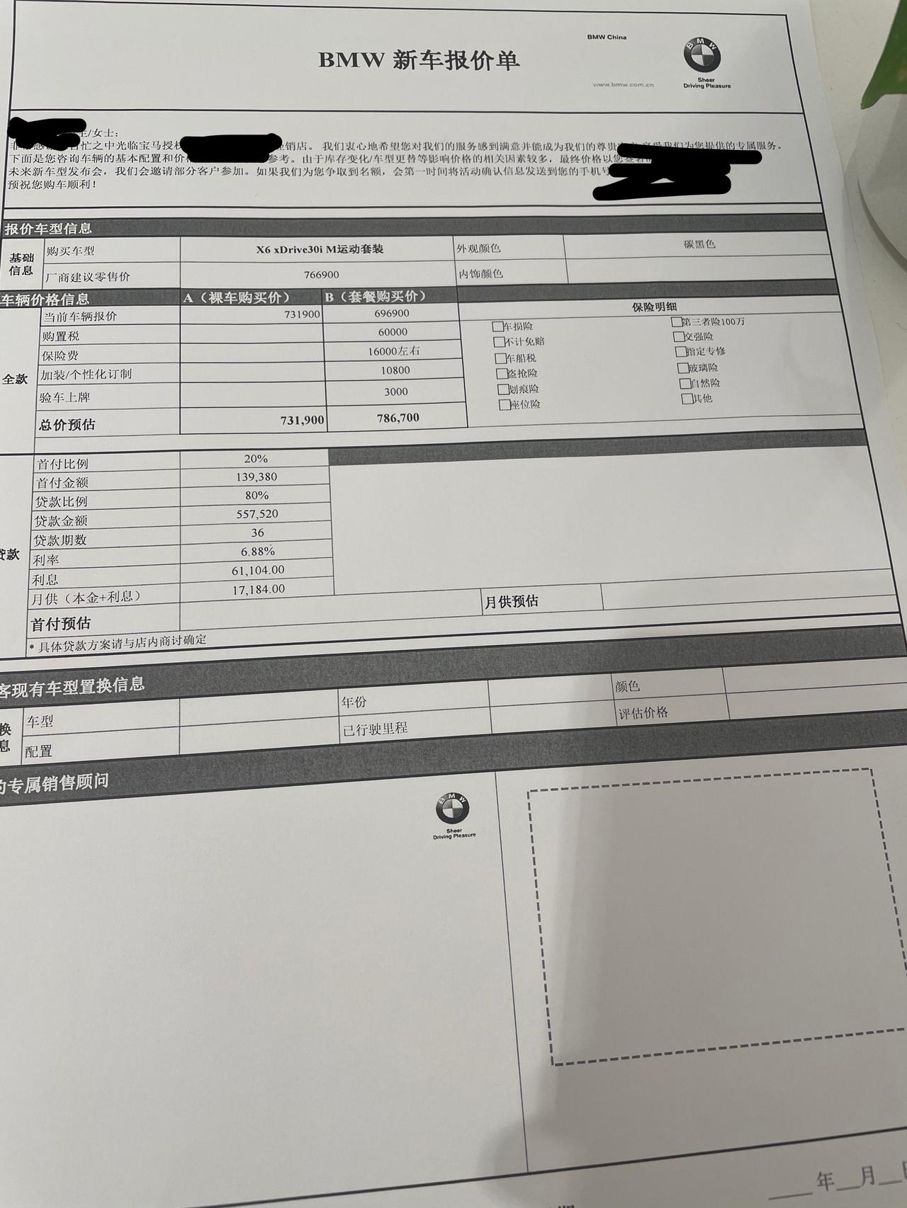 宝马X6 最近看了很多车，最后还是确定要买宝马x6，今天转了几家宝马店，目前问到最低的落地78.6，大家帮我看看这个价格
