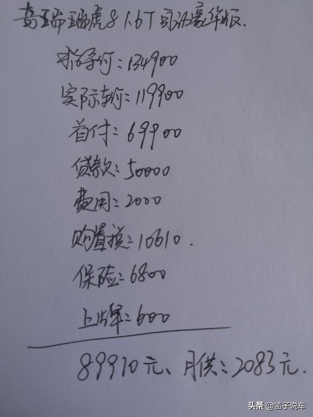 首付8.99万喜提瑞虎8，外观大气动力强，月供2083无压力