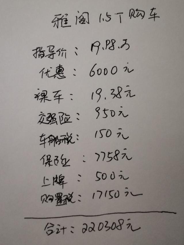 喜提本田雅阁1.5T豪华版，车主分享真实的购车价格与用车感受
