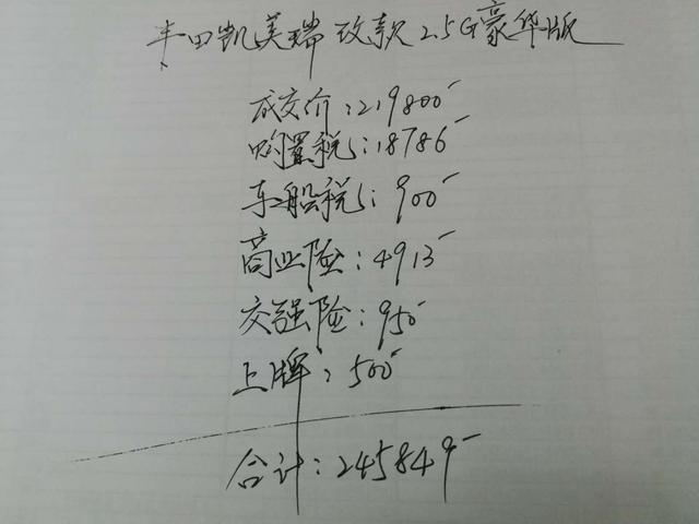 全款提丰田凯美瑞2.5G豪华版，磨合期油耗8.5L，这价格贵不贵？