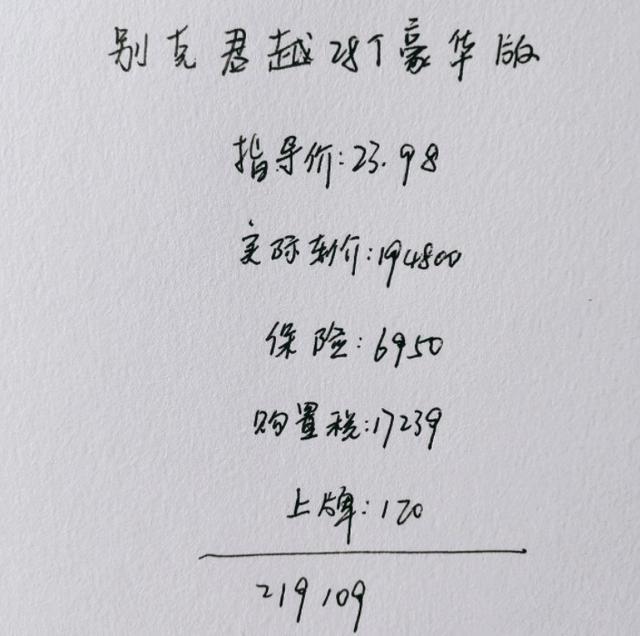 喜提别克君越28T豪华版，不到22万的大家看看这个价格贵了吗？