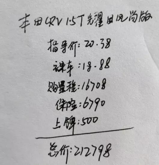 喜提本田CRV1.5T耀目风尚版，空间很满意，我的价格买贵了吗？