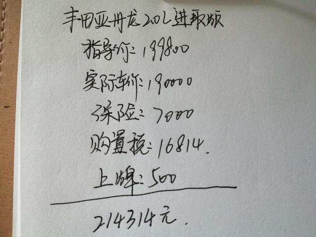 19万喜提丰田亚洲龙，前脸霸气配置丰富，2.0L油耗7.6个