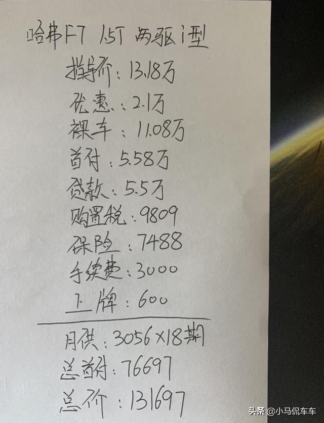 毕业后的第一辆车，选择哈弗F7。各方面都挺满意，优惠2.1万贵吗