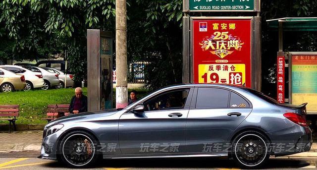 奔驰C200月光石灰改装案例 标轴改起来更有颜值