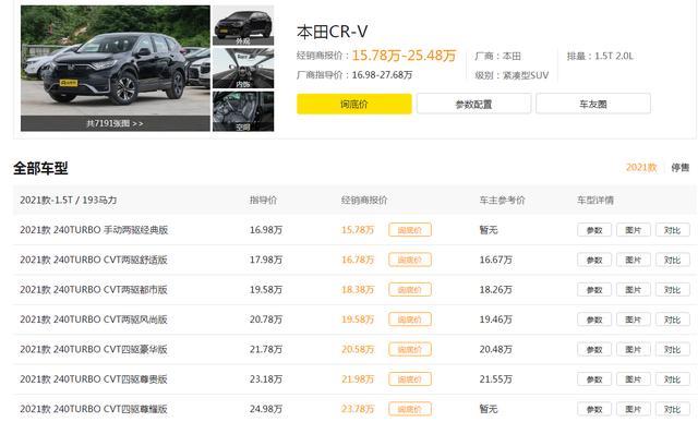 本田CR-V配置升级，保值率表现不错，16.98万元起售