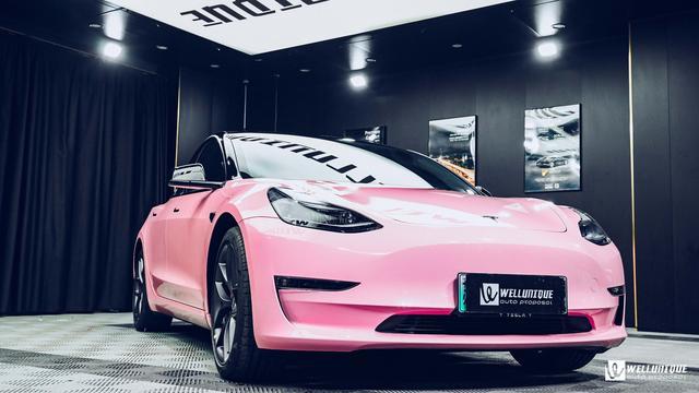 性能版特斯拉model3P变换樱花粉！！