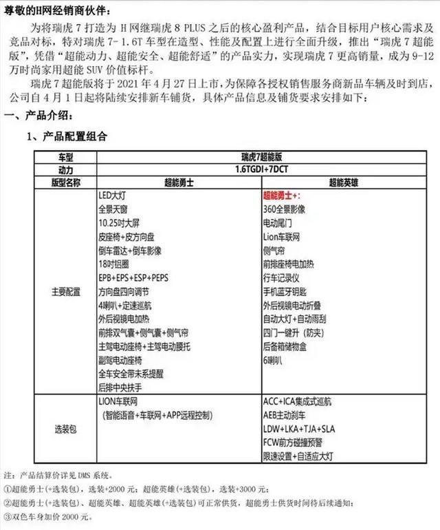 奇瑞瑞虎7超能版曝光！19天后开卖，升级30项配置，配1.6T动力