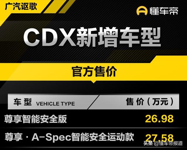 新车 | 售26.98万元起，广汽讴歌CDX两款新车型正式上市