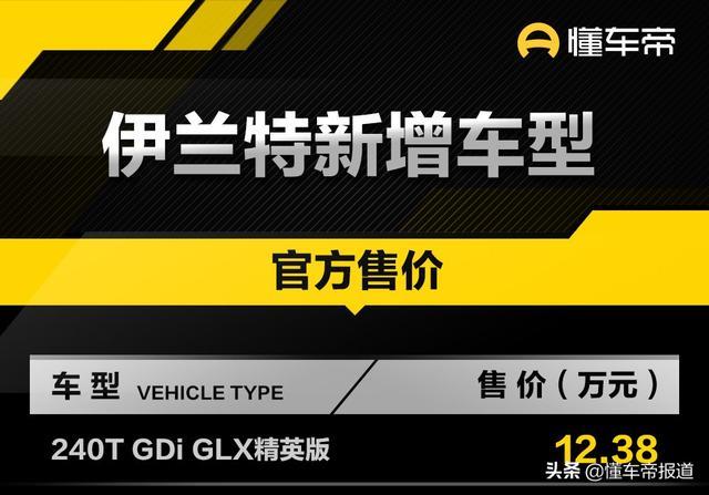新车 | 售价12.38万元，北京现代伊兰特新增车型正式上市