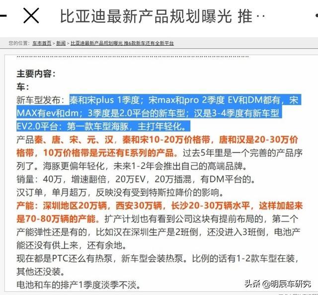 比亚迪“海豚”高端SUV：配DM-i系统，价格或14.5万起