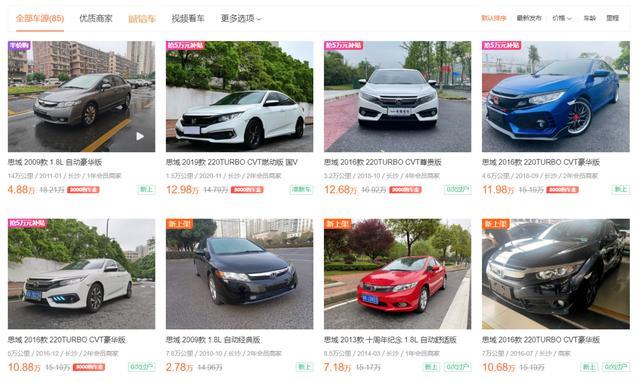 家用轿车谁最保值？官方发布3年保值率榜单，思域排名第一
